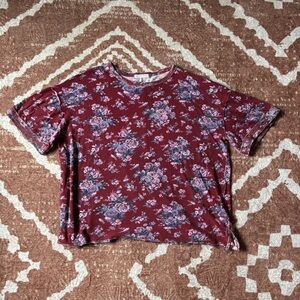Free people Burgundy Floral flowy Top